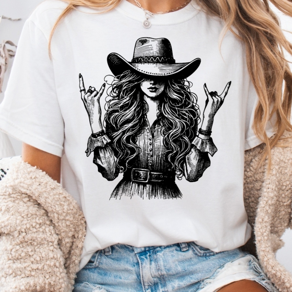 Willow Bouutique Western Cowgirl Cowboy White Tee Western